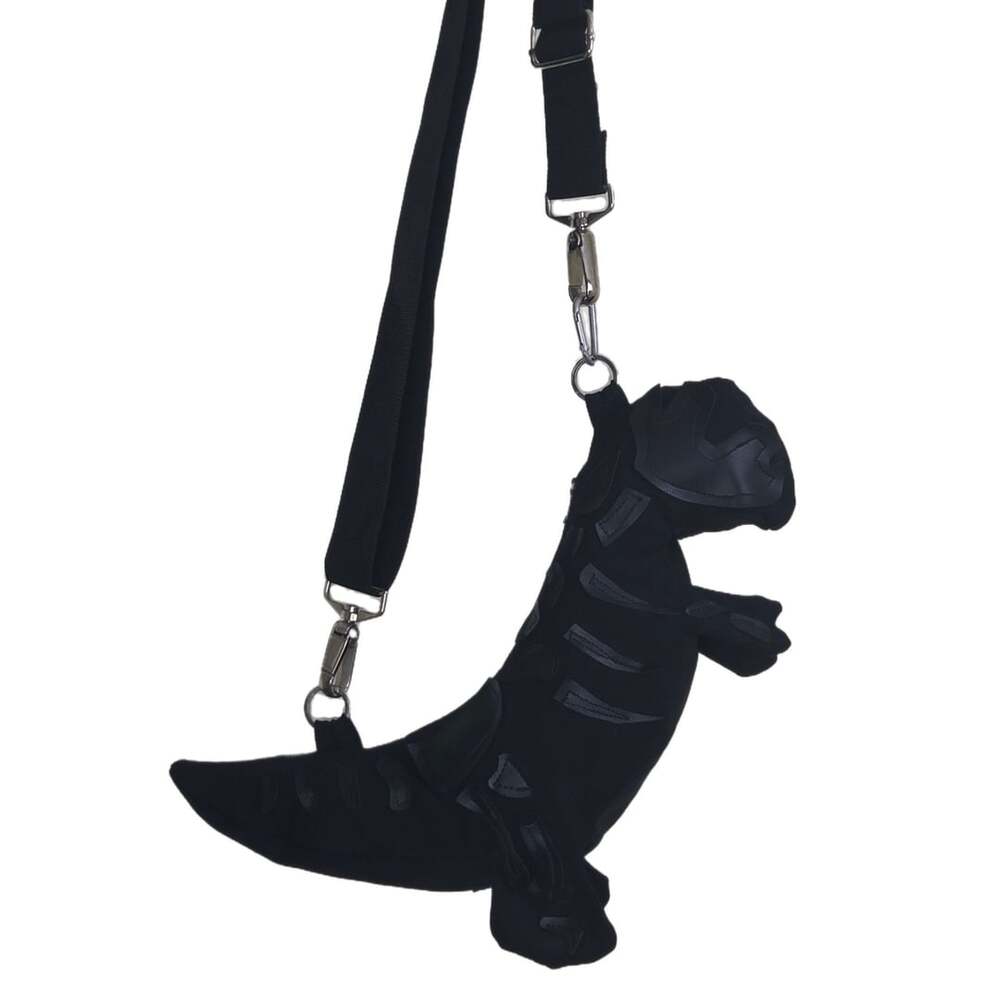 Black Dinosaur Crossbody Bag Handmade T-Rex Shaped Shoulder Bag